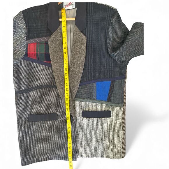 Mary Flanagan Womens Wool Patchwork Single Button Blazer Jacket Multicolor Large - Picture 7 of 7